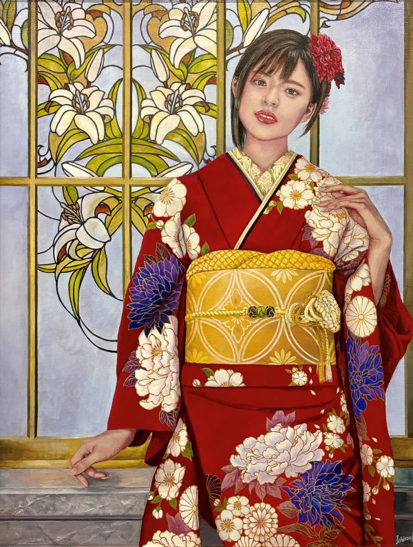 第74回 光陽展　仮谷　市朗（カリヤイチロウ）華やかに装う 油 F50